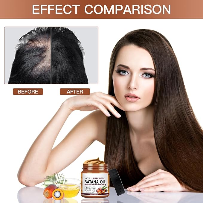 Batana Oil for Hair Growth,120ml Organic Batana Oil,Repairs Damaged Hair,Eliminates Split Ends and Enhances Hair Thickness for Healthier,Thicker