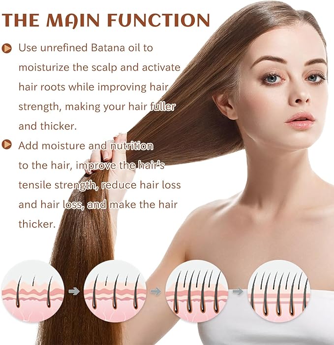 Batana Oil for Hair Growth,120ml Organic Batana Oil,Repairs Damaged Hair,Eliminates Split Ends and Enhances Hair Thickness for Healthier,Thicker