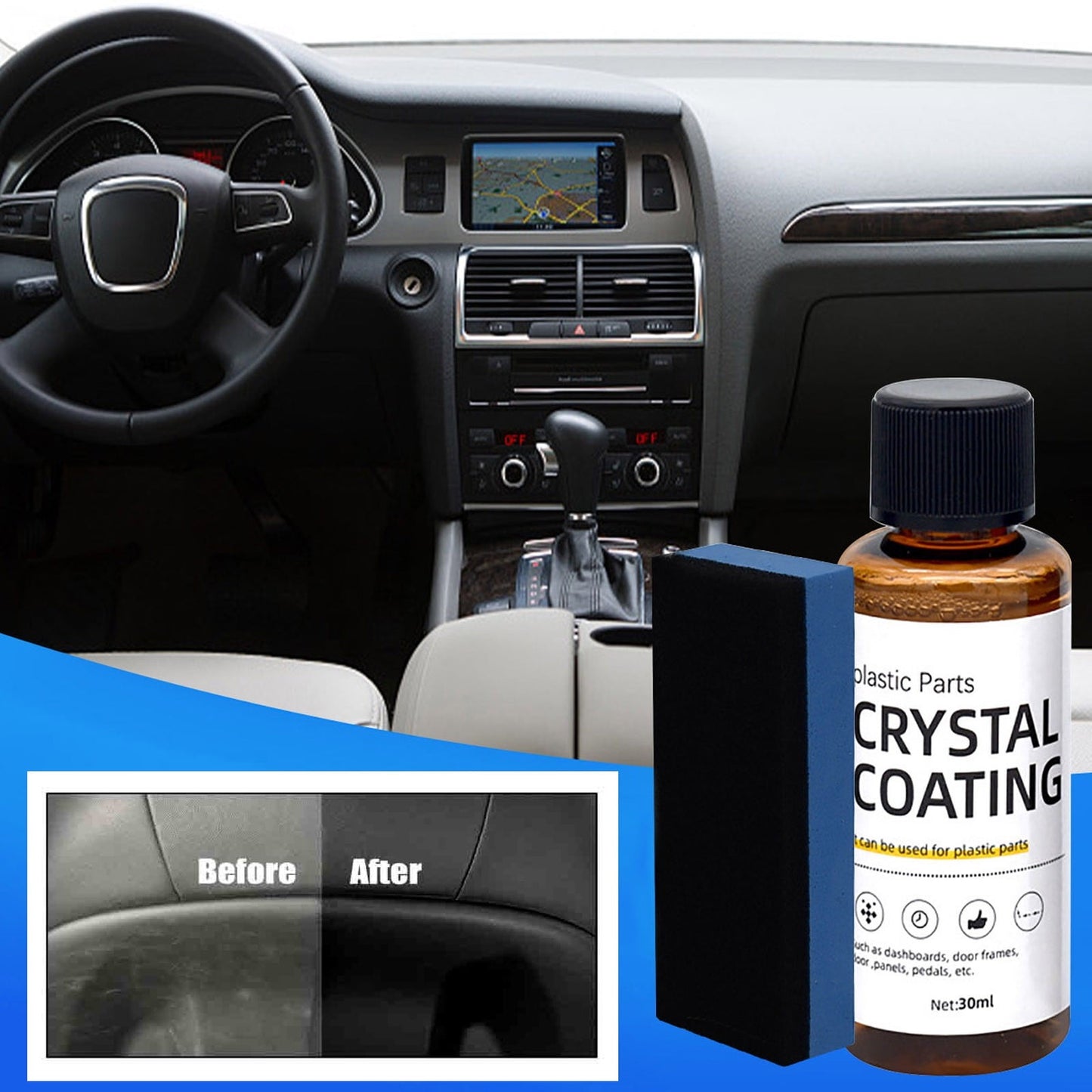 KQJQS Crystal Coating for car,Plastic Parts Crystal Coating,Plastic Parts Crystal Coating for Car,Easy to Use Car Refresher, Great Gloss Protection