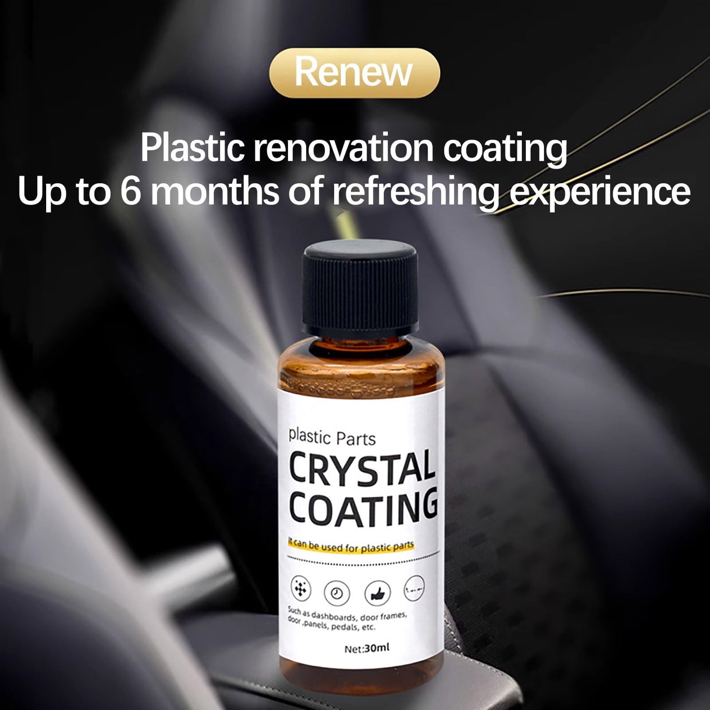 KQJQS Crystal Coating for car,Plastic Parts Crystal Coating,Plastic Parts Crystal Coating for Car,Easy to Use Car Refresher, Great Gloss Protection