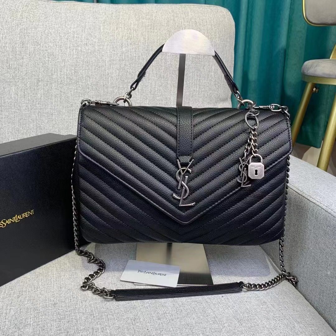 πππ πππππ Saint Paris Black Matelasse Leather Large College Cassandre Flap Bag