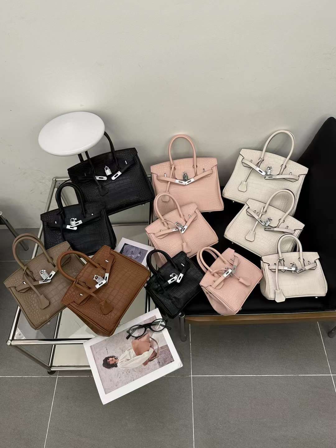 ๐ Shiny Crocodile Leather Palladium Hardware Bag 25cm