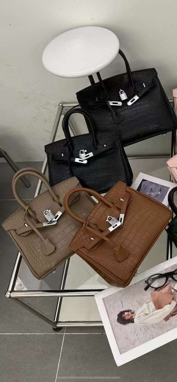 ๐ Shiny Crocodile Leather Palladium Hardware Bag 25cm