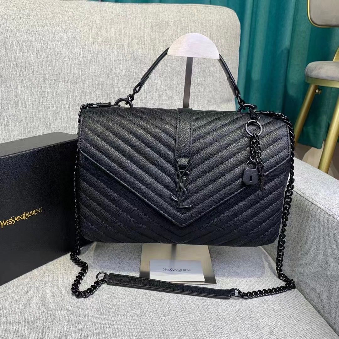 πππ πππππ Saint Paris Black Matelasse Leather Large College Cassandre Flap Bag