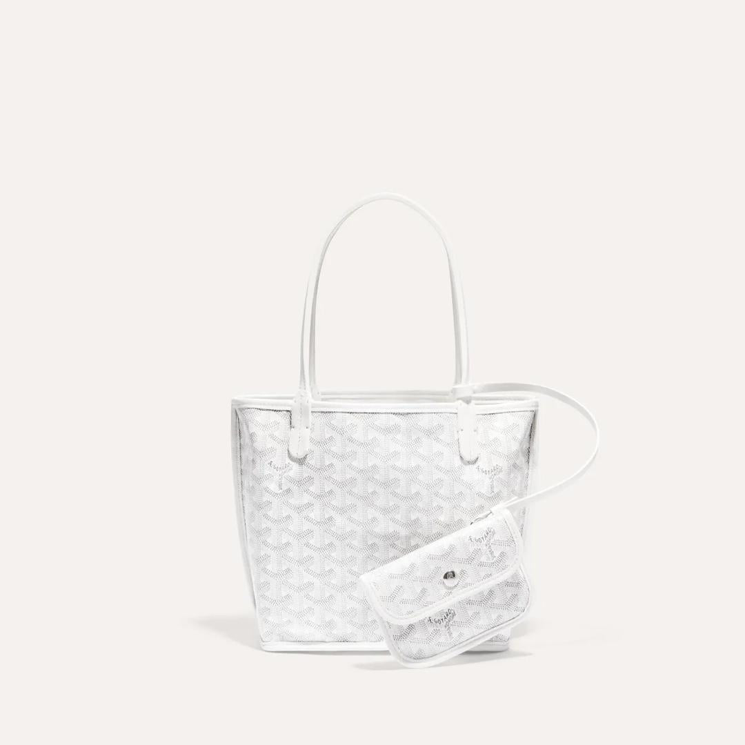 ๐ Coated Canvas Mini Tote Bag With Pouch