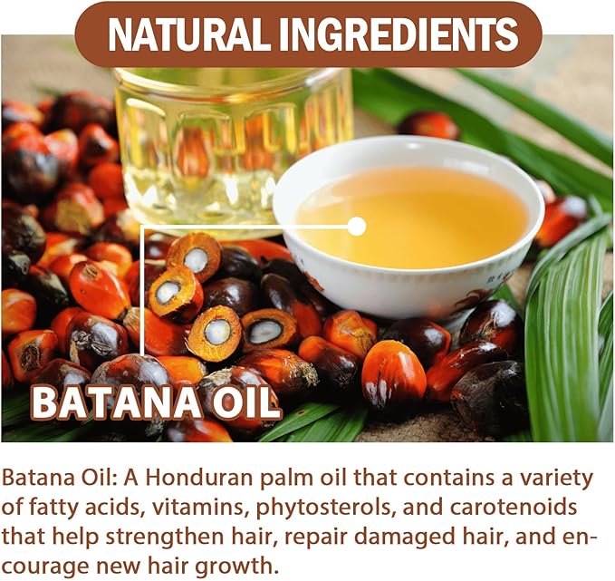 Batana Oil for Hair Growth,120ml Organic Batana Oil,Repairs Damaged Hair,Eliminates Split Ends and Enhances Hair Thickness for Healthier,Thicker
