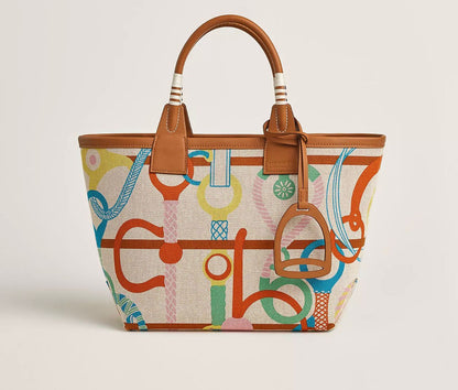 H Steeple Bag In Canvas & Calfskin Leather