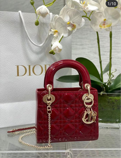 C.D Lady Dior Mini Shiny Chain Bag