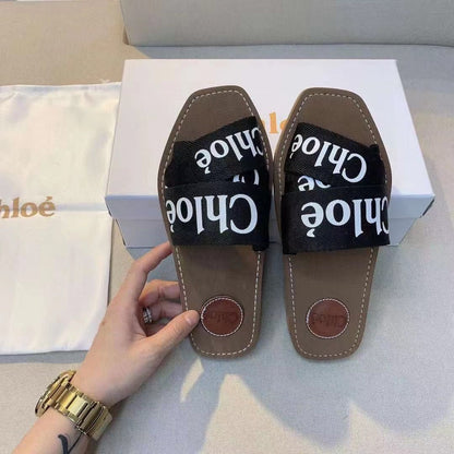CHL Canvas Logo Ribbon  Flat Sandals