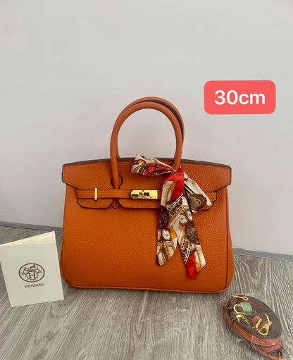 H Clemence Togo Leather Gold Finish Bag 30cm