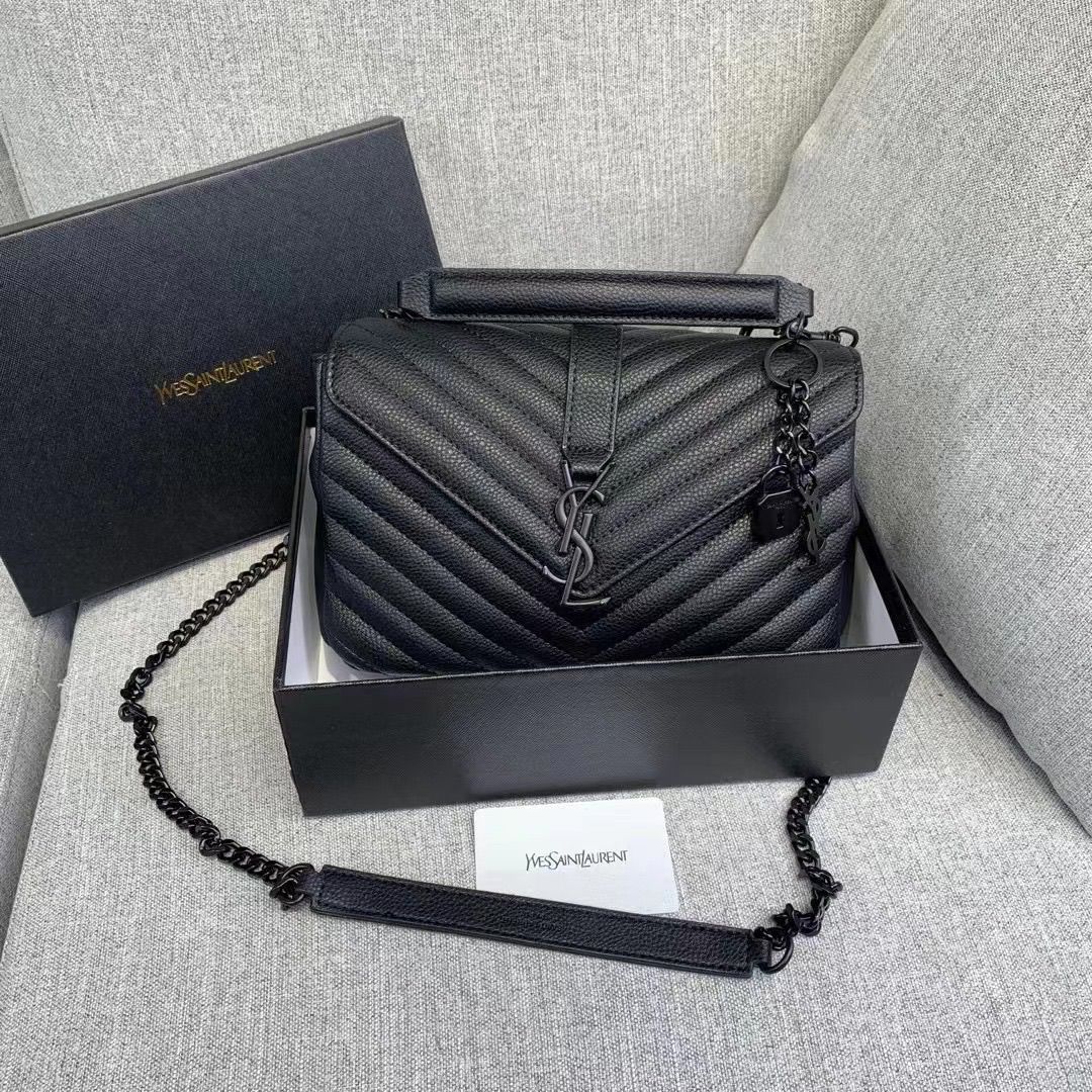 𝐒𝐍𝐓 𝐋𝐀𝐑𝐍𝐓 Saint Paris Black Matelasse Leather Large College Cassandre Flap Bag
