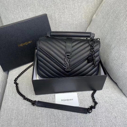 𝐒𝐍𝐓 𝐋𝐀𝐑𝐍𝐓 Saint Paris Black Matelasse Leather Large College Cassandre Flap Bag